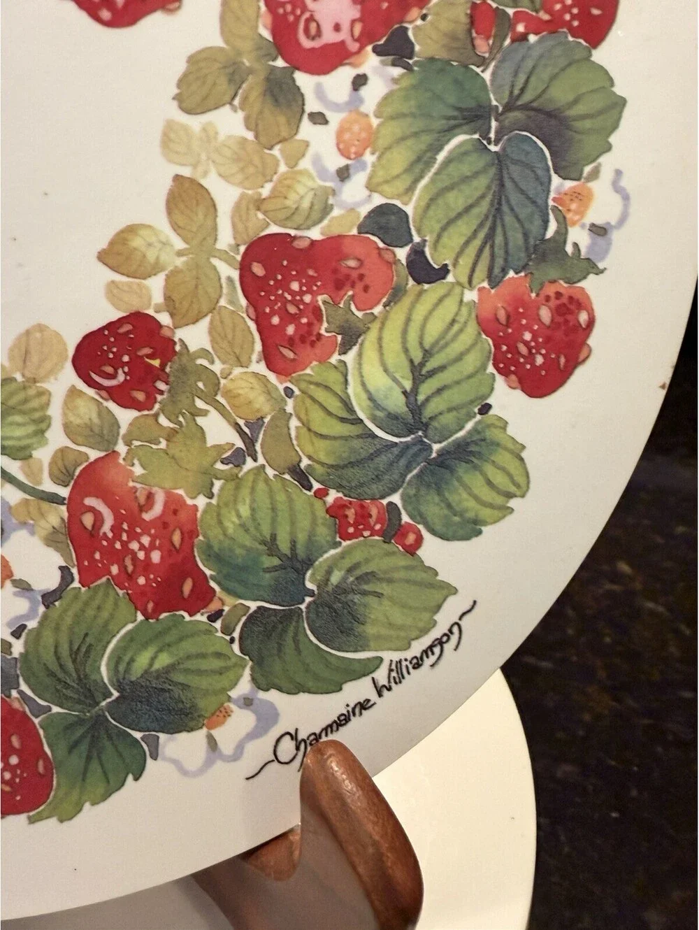 Vintage Charmaine Williamson Strawberry Cutting Board 14” Rare Made In Britain